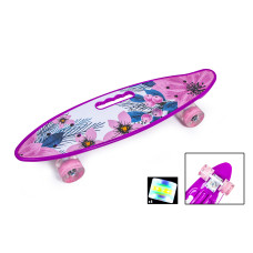 Penny Board С Ручкой "Violet Flowers" Светящиеся колеса