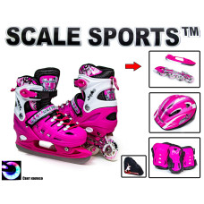 Комплект ролики-коньки 2в1 Scale Sport PINK, размер 34-37 Комплект ролики-коньки 2в1 Scale Sport PINK, размер 34-37